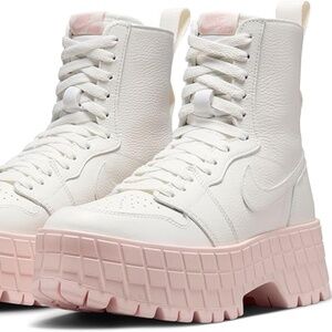 Jordan AJ 1 Brooklyn Platform Sneaker Boot Sail Pink Womens 8